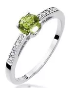 Pierścionek Bonore z białego złota próby 585 z oliwinem 0,6 ct