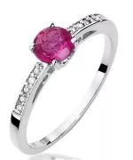Pierścionek Bonore z białego złota próby 585 z rubinem 0,6 ct