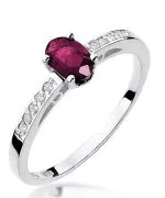 Pierścionek Bonore z białego złota próby 585 z rubinem 0,6 ct