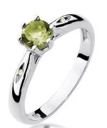 Pierścionek Bonore z białego złota próby 585 z oliwinem 0,6 ct
