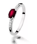 Pierścionek Bonore z białego złota próby 585 z rubinem 0,6 ct