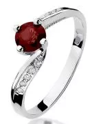 Pierścionek Bonore z białego złota próby 585 z rubinem 0,6 ct