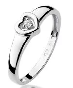 Pierścionek Bonore z białego złota próby 585 z diamentem 0,04 ct