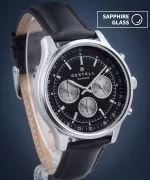Zegarek męski DESTELL Circinus Black Silver Leather Chronograph Sapphire