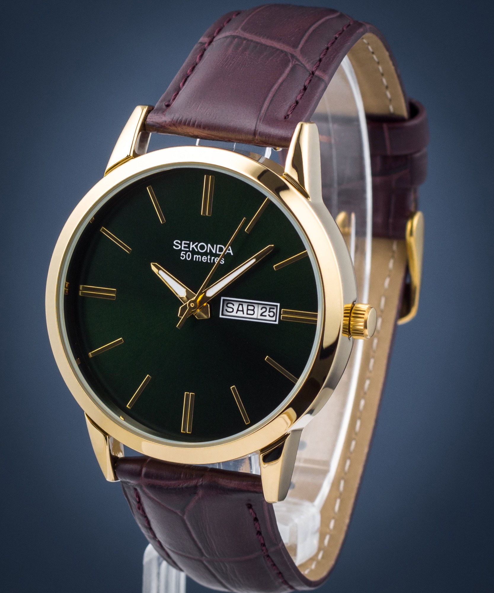 Sekonda Jackson Classic 30151 - Orologio al quarzo da uomo, 40 mm, con display analogico giorno/data e cinturino Lether marrone