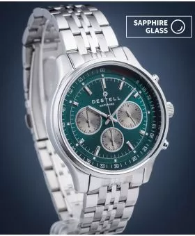 Zegarek męski DESTELL Circinus Green Silver Steel Chronograph Sapphire