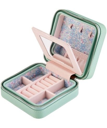 Etui podróżne na biżuterię Wolf x Liberty Julia Interior Print Sage zamykane na zamek rozmiar S