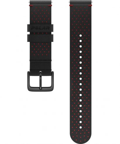 Pasek Polar Perforated Leather Black-Red M/L 20 mm