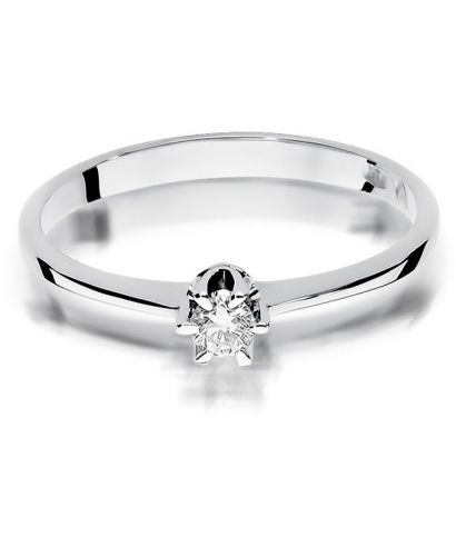 Pierścionek Bonore z białego złota próby 585 z diamentem 0,1 ct