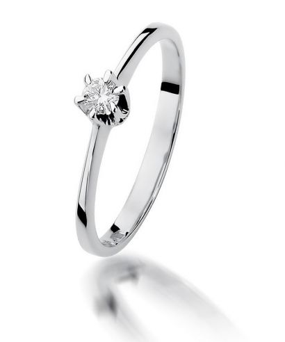 Pierścionek Bonore z białego złota próby 585 z diamentem 0,1 ct