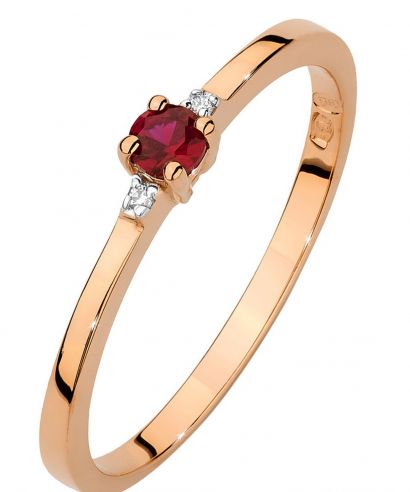 Pierścionek Bonore z różowego złota próby 585 z rubinem 0,15 ct