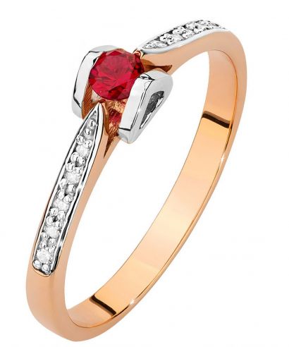 Pierścionek Bonore z różowego złota próby 585 z rubinem 0,15 ct