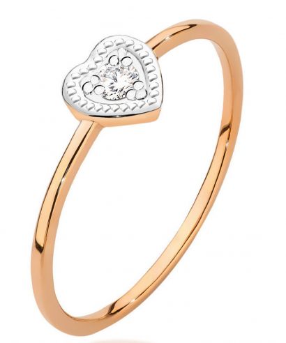 Pierścionek Bonore z różowego złota próby 585 z diamentem 0,02 ct