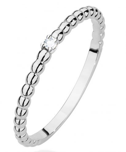 Pierścionek Bonore z białego złota próby 585 z diamentem 0,02 ct