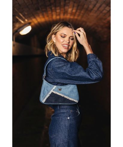 Torebka na ramię z apaszką Wolf Mimi Swirl Patchwork Denim