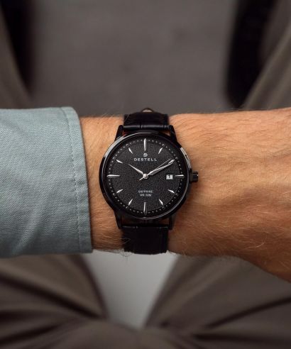 Zegarek męski DESTELL Pictor Full Black Leather Sapphire