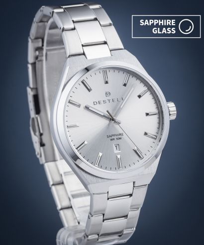 Zegarek męski DESTELL Aries Full Silver Steel Sapphire