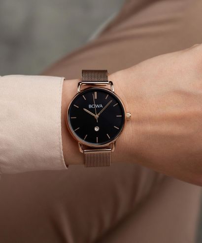 Zegarek damski BOWA Milan Black Rose-Gold Mesh 34