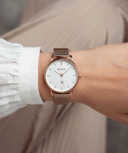 Zegarek damski BOWA Milan White Rose-Gold Mesh 34