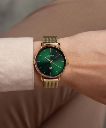 Zegarek damski BOWA Milan Green Gold Mesh 34