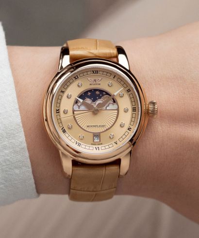 Zegarek damski Aviator Douglas Moonflight Rose Gold Diamonds Limited Edition