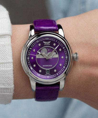 Zegarek damski Aviator Douglas Moonflight Purple Diamonds Limited Edition