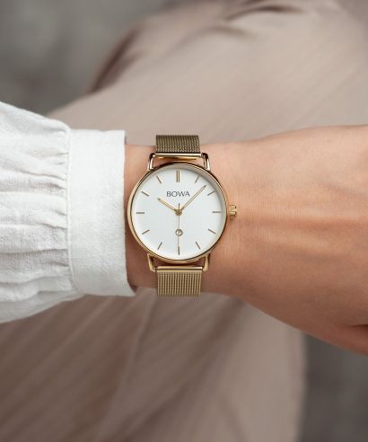 Zegarek damski BOWA Milan White-Gold Mesh 34