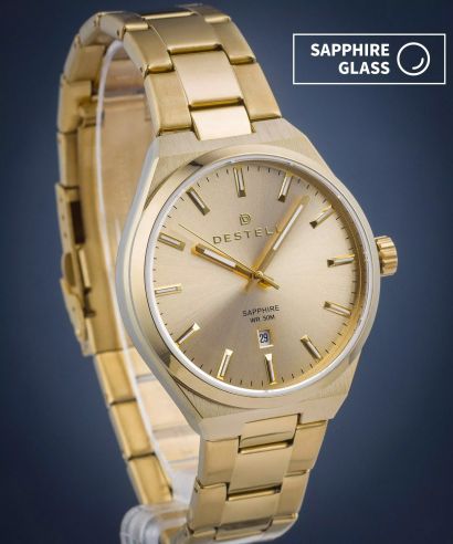 Zegarek męski DESTELL Aries Full Gold Steel Sapphire