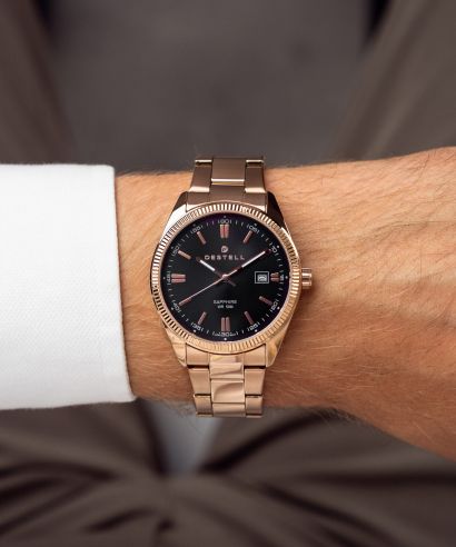 Zegarek męski DESTELL Loup Black Rose Gold Steel Sapphire
