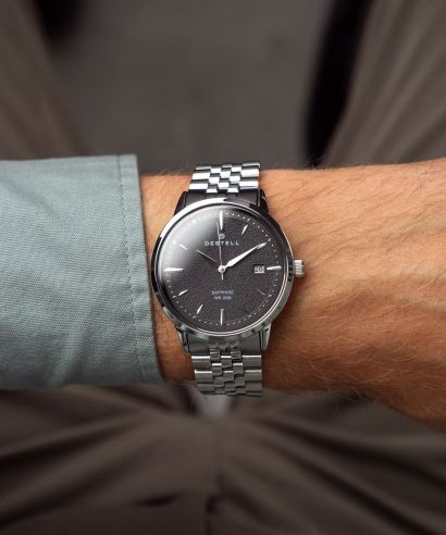 Zegarek męski DESTELL Pictor Black Silver Steel Sapphire Gift Set