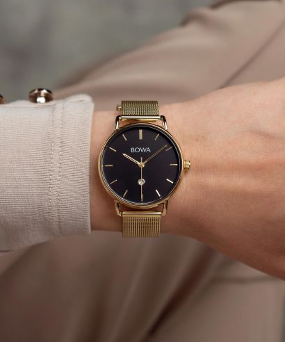 Zegarek damski BOWA Milan Black-Gold Mesh 34
