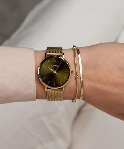 BOWA London Green-Gold Mesh 33 Gift Set (zegarek + bransoletka)