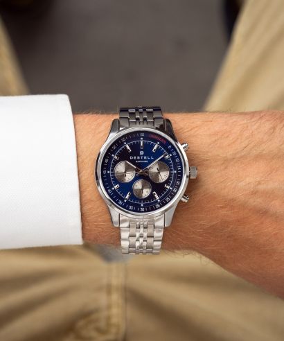 Zegarek męski DESTELL Circinus Blue Silver Steel Chronograph Sapphire
