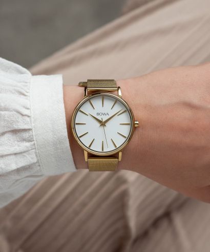 Zegarek damski BOWA Praha White-Gold Mesh 38