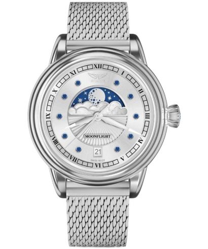Zegarek damski Aviator Moonflight Gemstone Edition Silver Blue Sapphire Limited Edition