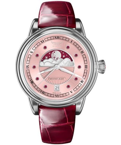 Zegarek damski Aviator Moonflight Gemstone Edition Pink Red Ruby Limited Edition