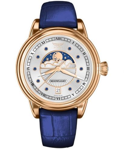 Zegarek damski Aviator Moonflight Gemstone Edition Silver Blue Sapphire Limited Edition