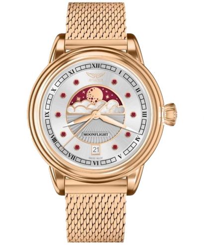 Zegarek damski Aviator Moonflight Gemstone Edition Silver Red Ruby Limited Edition