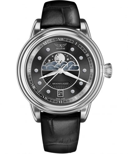 Zegarek damski Aviator Douglas Moonflight Black Diamonds Limited Edition