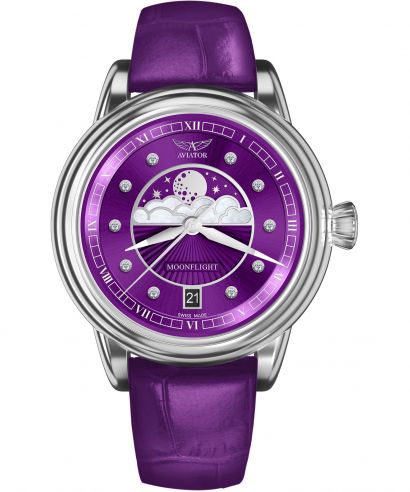 Zegarek damski Aviator Douglas Moonflight Purple Diamonds Limited Edition
