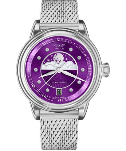 Zegarek damski Aviator Douglas Moonflight Purple Diamonds Limited Edition