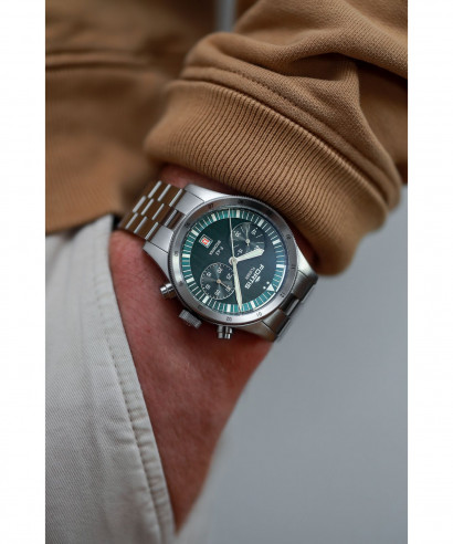 Zegarek męski Fortis Flieger F-43 Bicompax Petrol