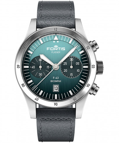 Zegarek męski Fortis Flieger F-43 Bicompax Petrol