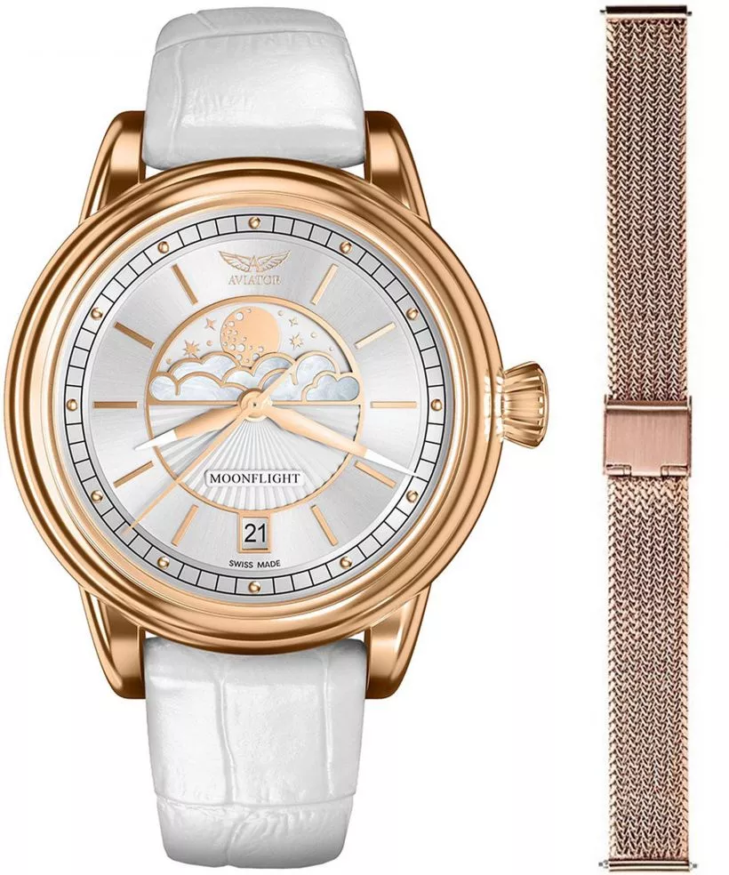 Zegarek damski Aviator Douglas Moonflight + bransoleta Morellato