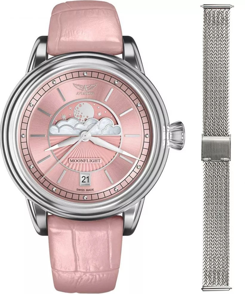 Zegarek damski Aviator Douglas Moonflight + bransoleta Morellato