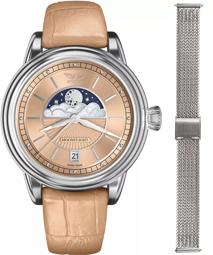 Zegarek damski Aviator Douglas Moonflight + bransoleta Morellato