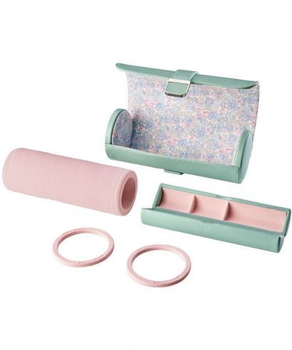 Etui podróżne Wolf x Liberty Julia Interior Print Sage na 3 zegarki z kapsułą na biżuterię