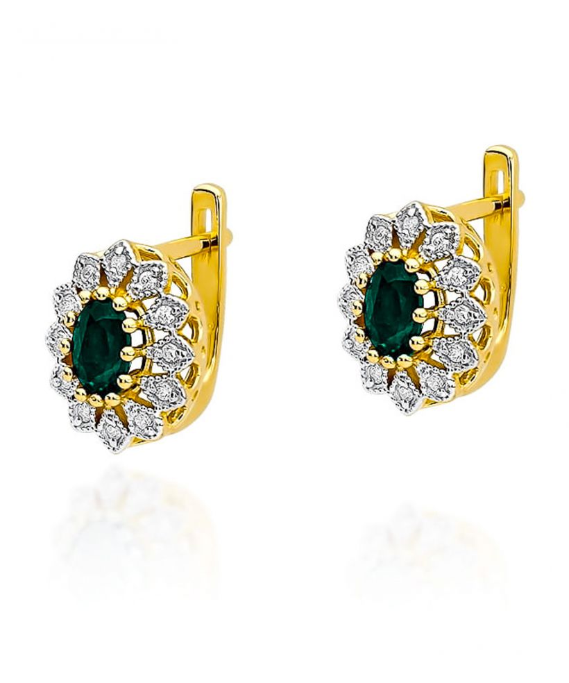 Kolczyki Bonore ze Złota próby 585 ze szmaragdem 0,8 ct