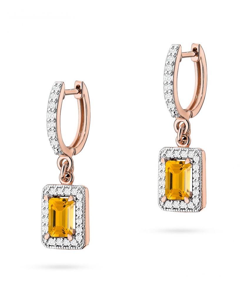 Kolczyki Bonore ze Złota próby 585 z cytrynem 1,2 ct