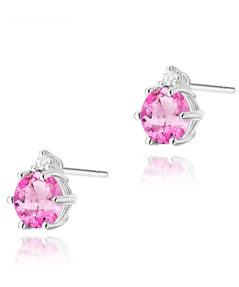 Kolczyki Bonore ze Złota próby 585 z różowym topazem 1,2 ct